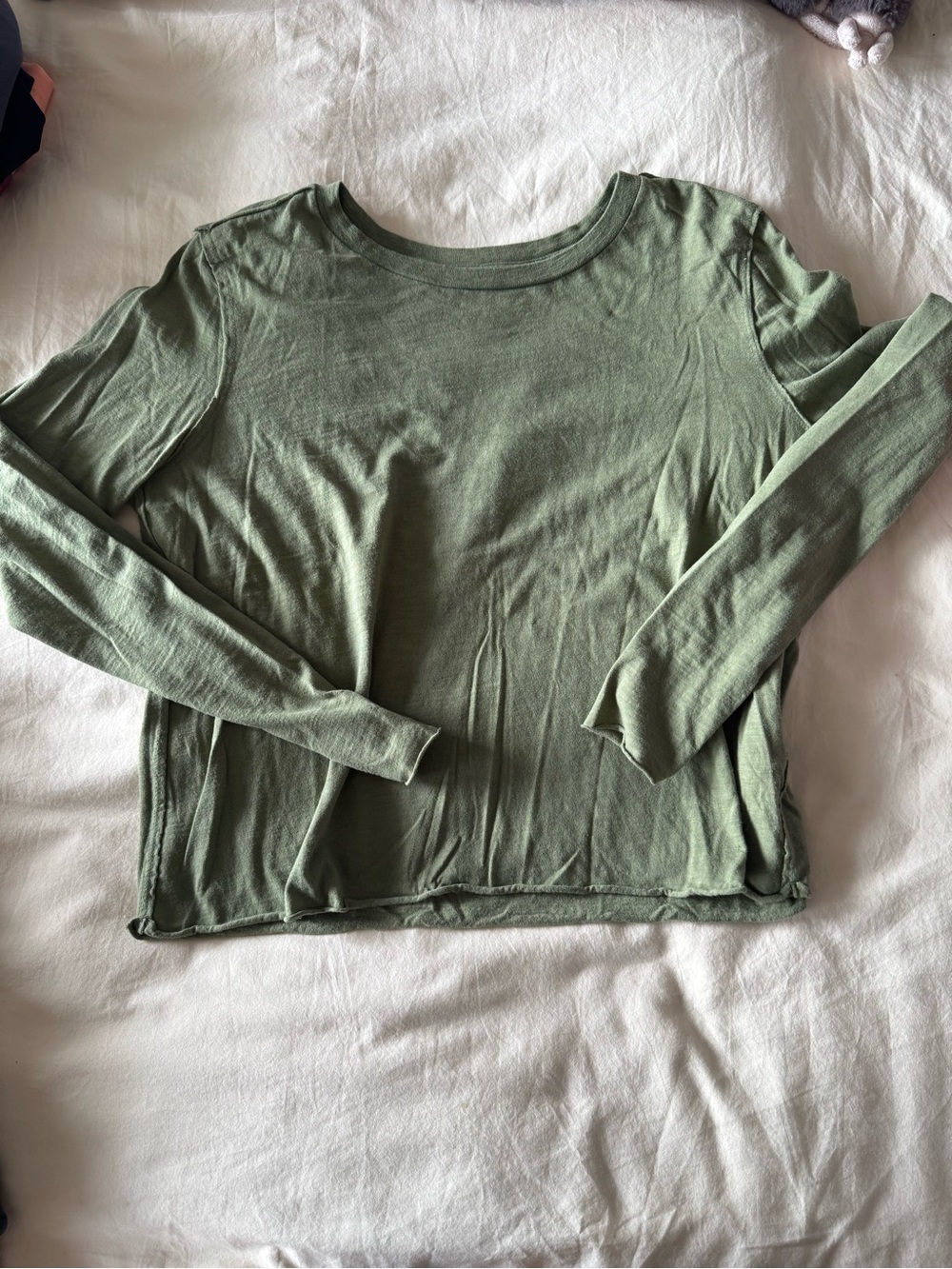Anthropologie Olive Green Long-Sleeve Crew Neck Top